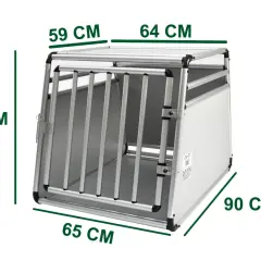 Caisse de transport aluminium XL, 90x65x68 cm. Idéale pour les grands chiens, elle offre sécurité et confort pour tous vos voyages.