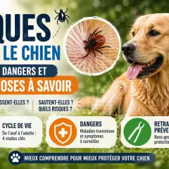Golden retriever with a tick on its fur. Learn how to remove ticks from your dog and protect them from diseases.