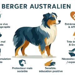 Berger Australien : intelligent, loyal, énergique. Son éducation positive demande un maître investi.
