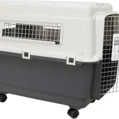 Grande cage de transport pour chien XXL, homologuée IATA, avec roulettes et porte métallique. Idéale pour les voyages de votre compagnon.
