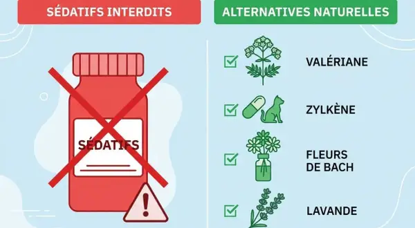 Sédation interdite pour un chien en avion. Alternatives naturelles : valériane, zylkène, fleurs de Bach, lavande.