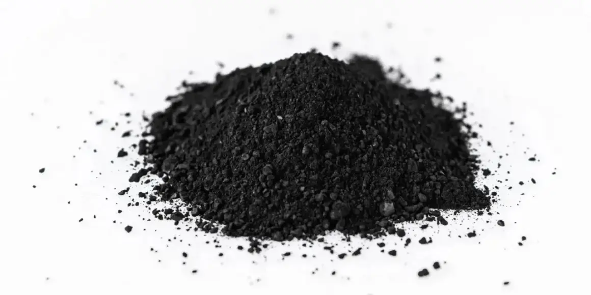 Poudre noire de charbon actif, idéale pour le bien-être de votre chien.