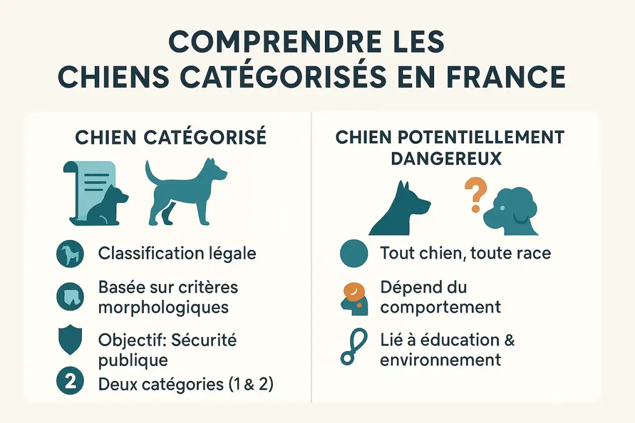 Comprendre les chiens catégorisés en France. Un chien potentiellement dangereux dépend du comportement et de l'éducation, pas seulement de la race.